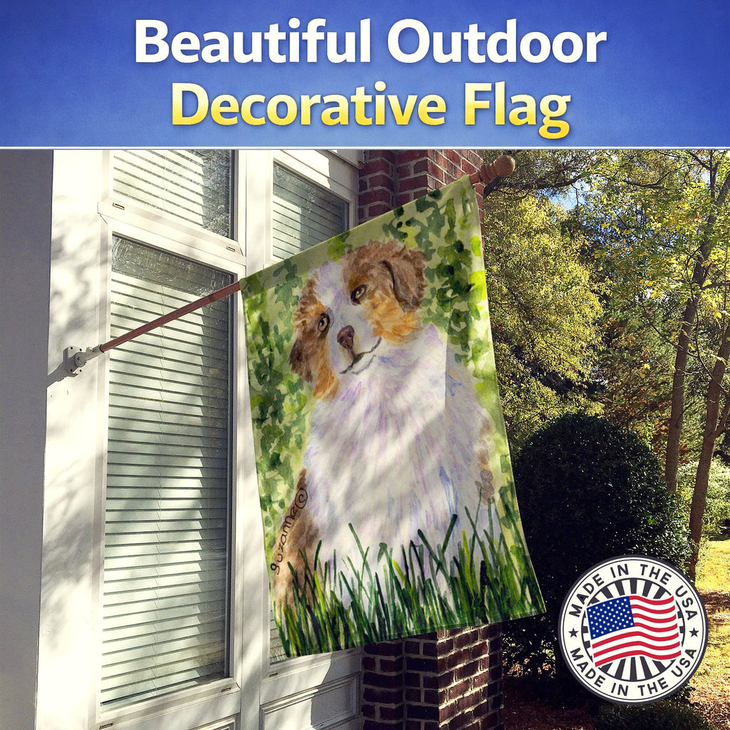 Australian Shepherd House Flag 28x40 Porch Sleeve Pole Decorative Outside Yard Banner Artwork Wall Hanging, Polyester