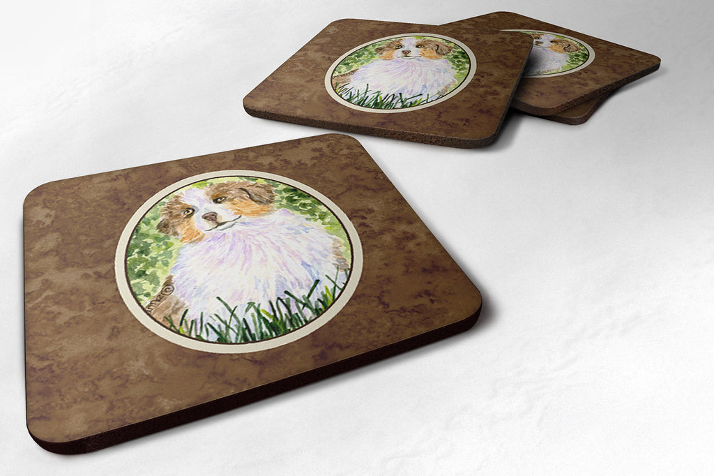 Australian Shepherd Foam Coasters Set of 4 Cup Coasters for Indoor Outdoor, Tabletop Protection, Anti Slip, Mouse pad Material