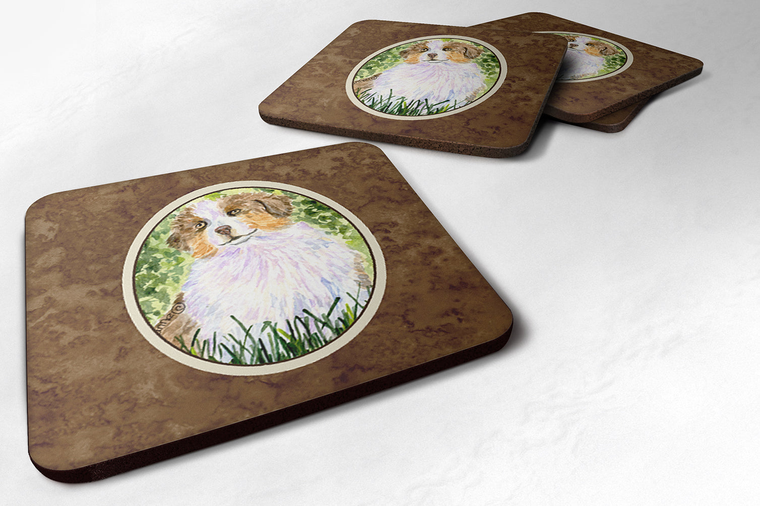 Australian Shepherd Foam Coasters Set of 4 Cup Coasters for Indoor Outdoor, Tabletop Protection, Anti Slip, Mouse pad Material