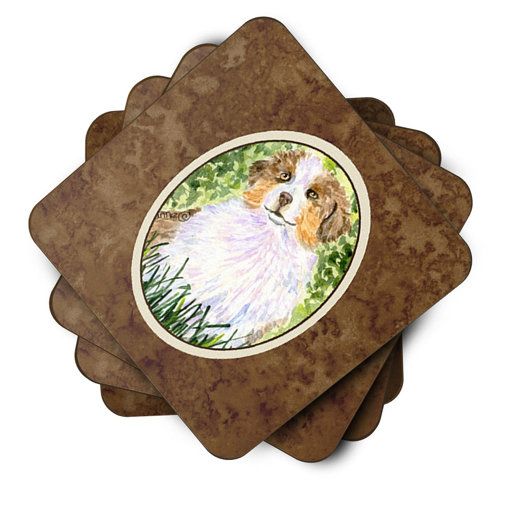 Australian Shepherd Foam Coasters Set of 4 Cup Coasters for Indoor Outdoor, Tabletop Protection, Anti Slip, Mouse pad Material