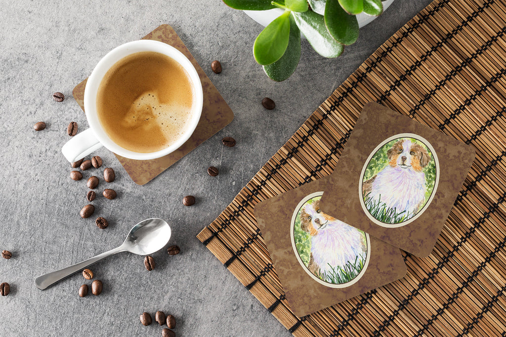 Australian Shepherd Foam Coasters Set of 4 Cup Coasters for Indoor Outdoor, Tabletop Protection, Anti Slip, Mouse pad Material