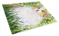 Australian Shepherd Cutting Board Tempered Glass Kitchen Cutting Surface, Heat Resistant Chopping, Non-Slip Feet, Food Prep & Serving
