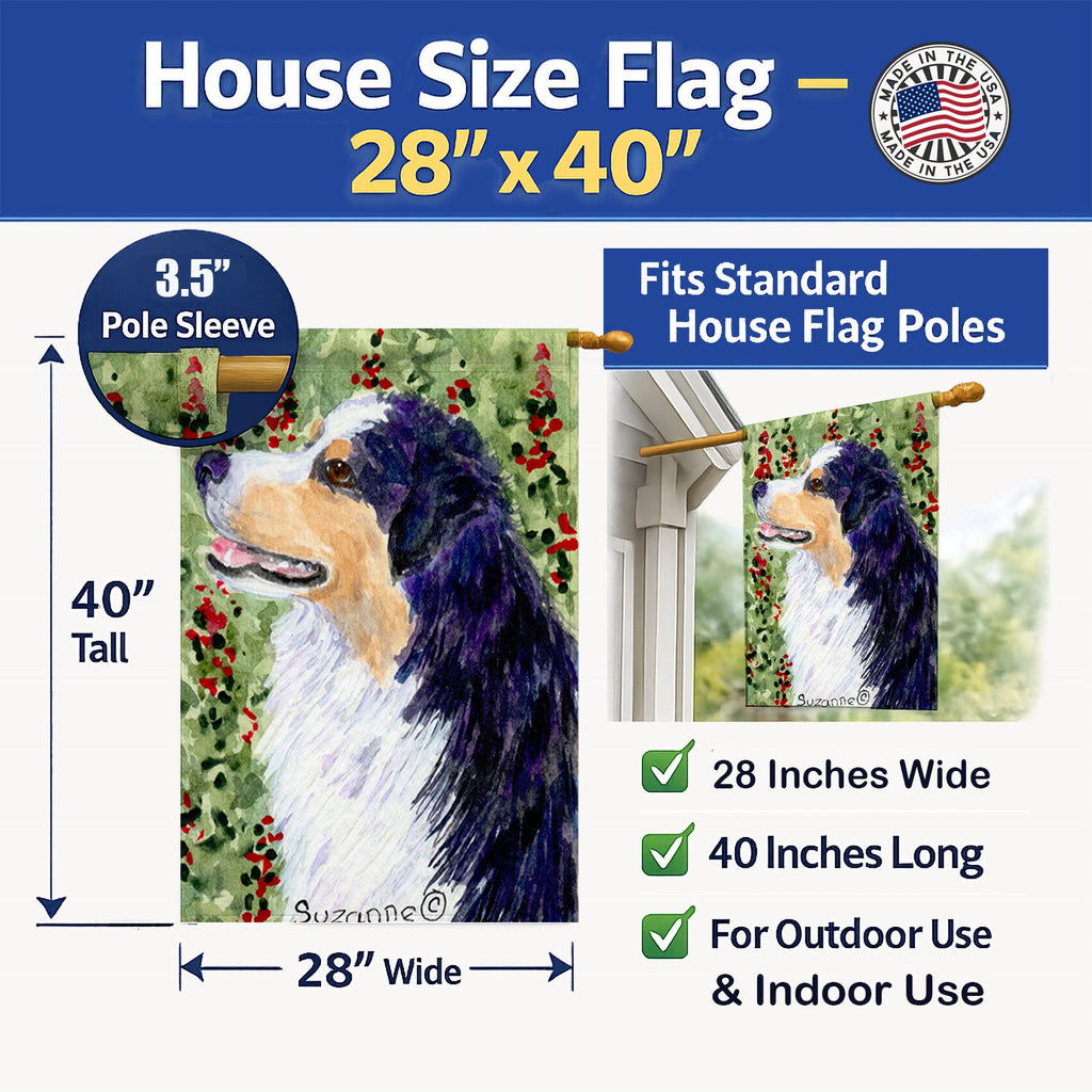 Australian Shepherd House Flag 28x40 Porch Sleeve Pole Decorative Outside Yard Banner Artwork Wall Hanging, Polyester