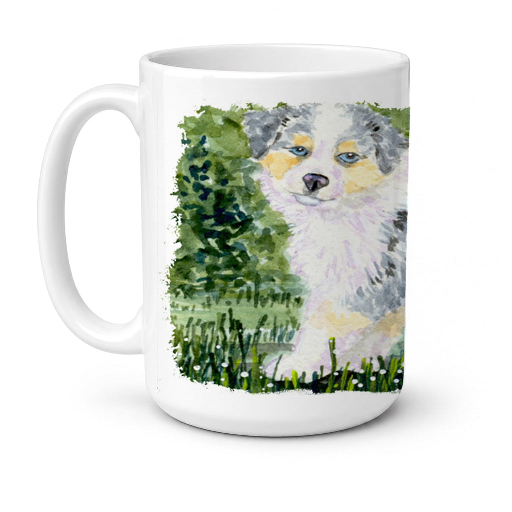 Australian Shepherd Ceramic Coffee Mug 15 oz Decorative Large C Handle Mug Cup for Tea, Cocoa Hot Chocolate