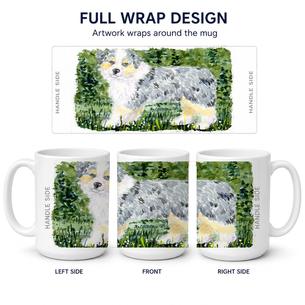 Australian Shepherd Ceramic Coffee Mug 15 oz Decorative Large C Handle Mug Cup for Tea, Cocoa Hot Chocolate