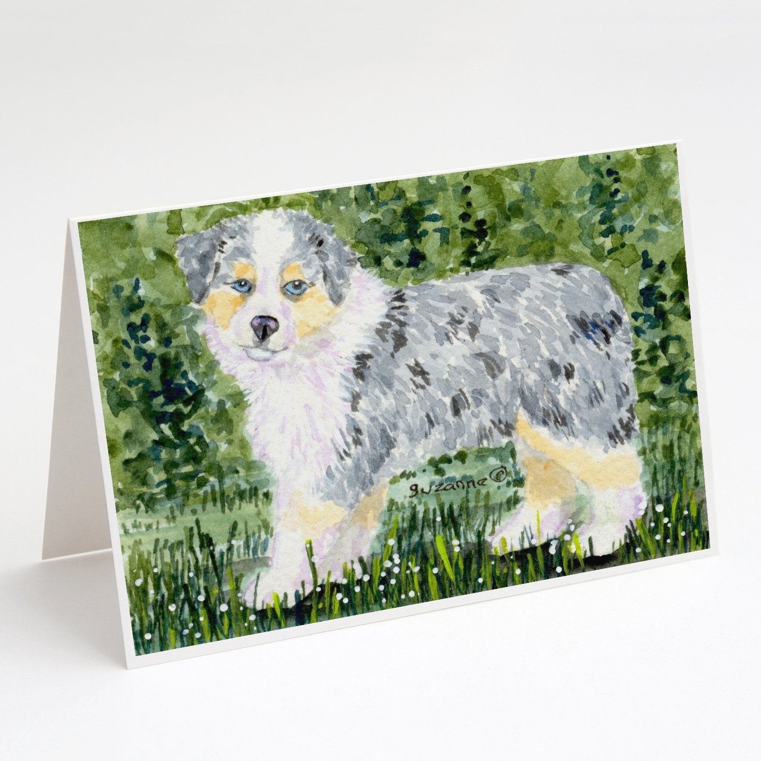 Australian Shepherd Greeting Cards Pack of 8 Blank Cards with Envelopes Whimsical A7 Size 5x7