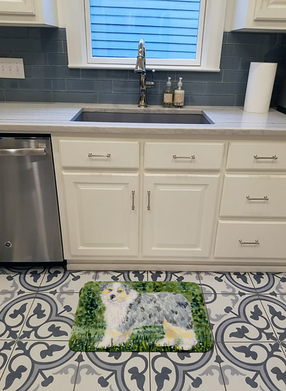 Australian Shepherd Memory Foam Kitchen Mat Machine Washable Anti-Fatigue Cushion Comfort Bath or Kitchen Rug