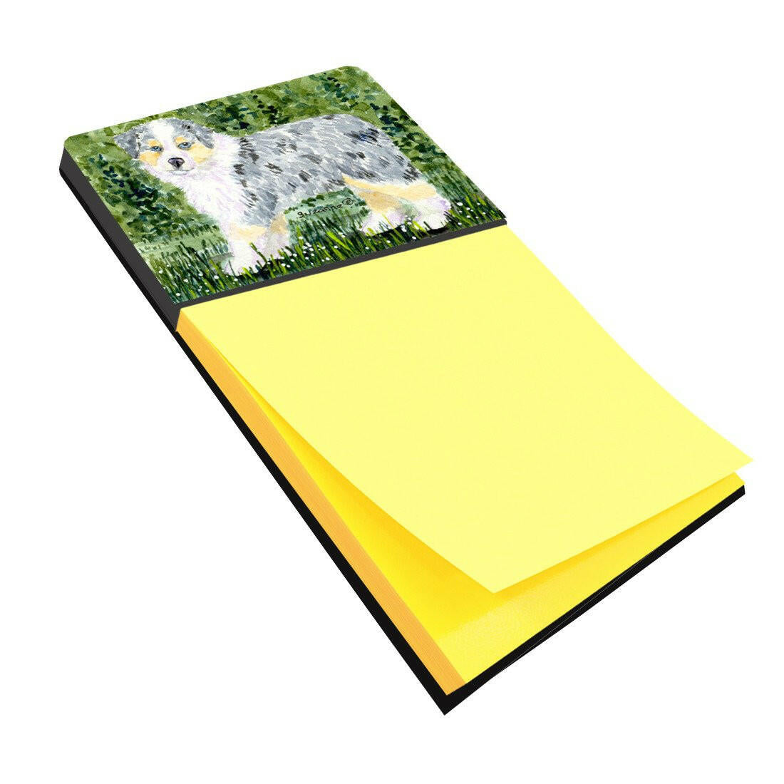 Australian Shepherd Watercolor Sticky Note Holder Refillable Dispenser Desk Accessory 3x3 Pad Gift