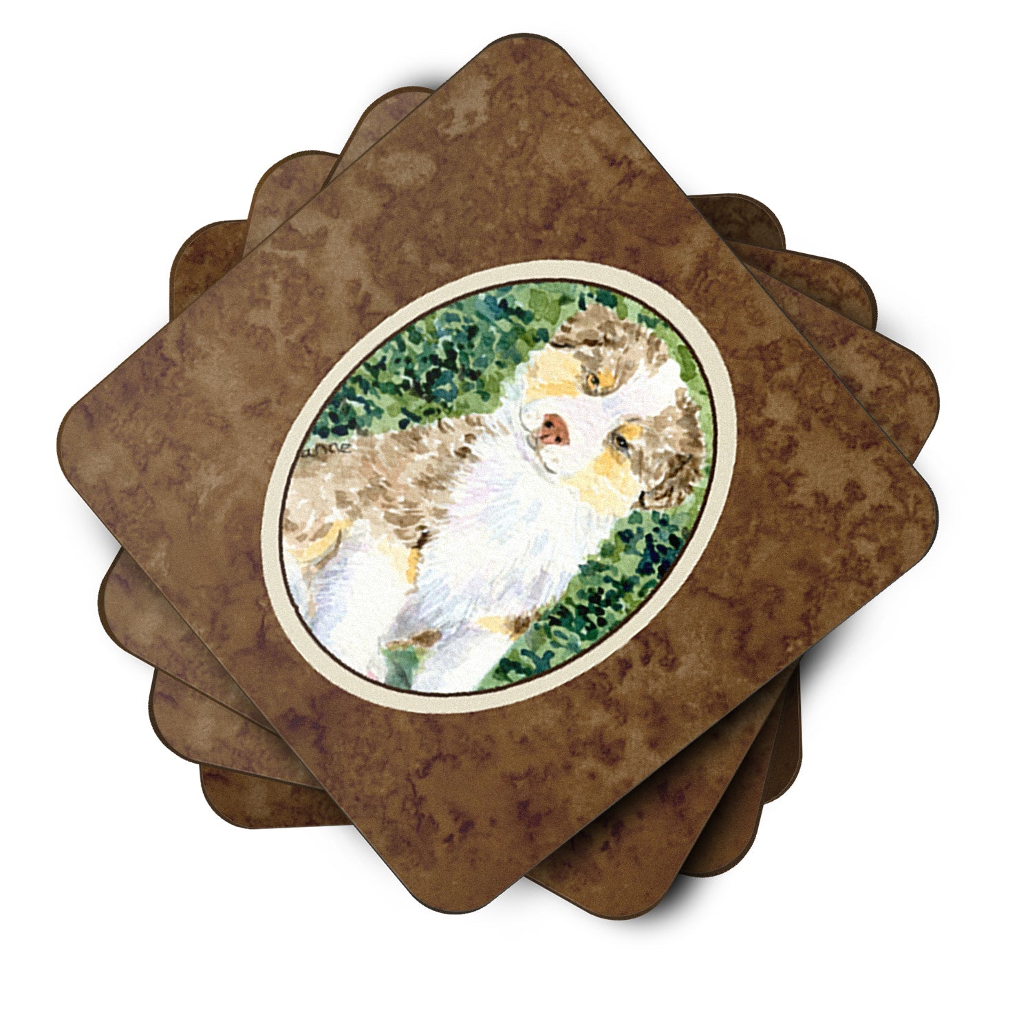 Australian Shepherd Foam Coasters Set of 4 Cup Coasters for Indoor Outdoor, Tabletop Protection, Anti Slip, Mouse pad Material