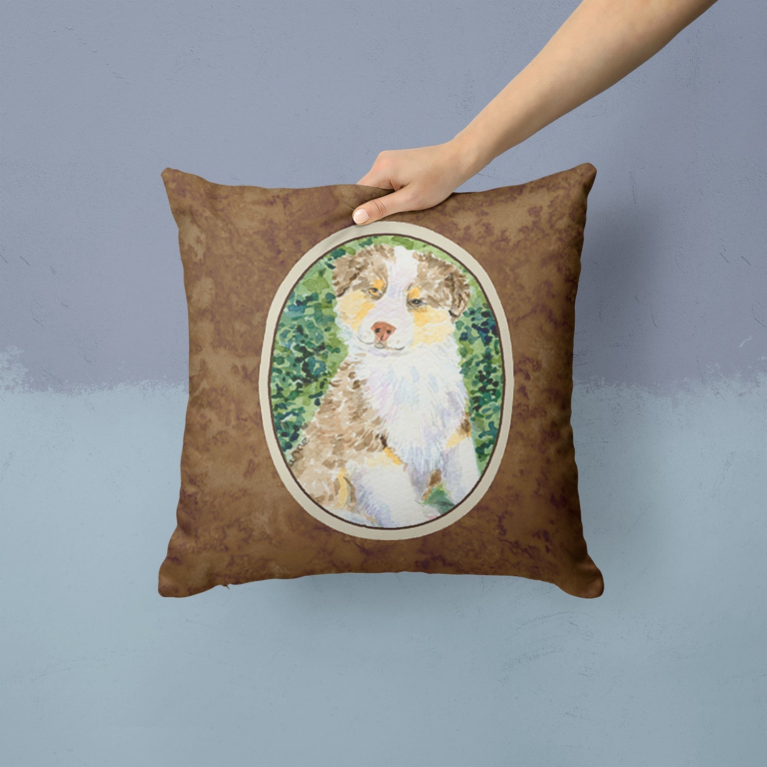 Australian Shepherd Decorative Throw Pillow 14x14 Indoor Outdoor Accent Cushion, Fabric Cover with Insert for Sofa, Bed, Porch & Living Room