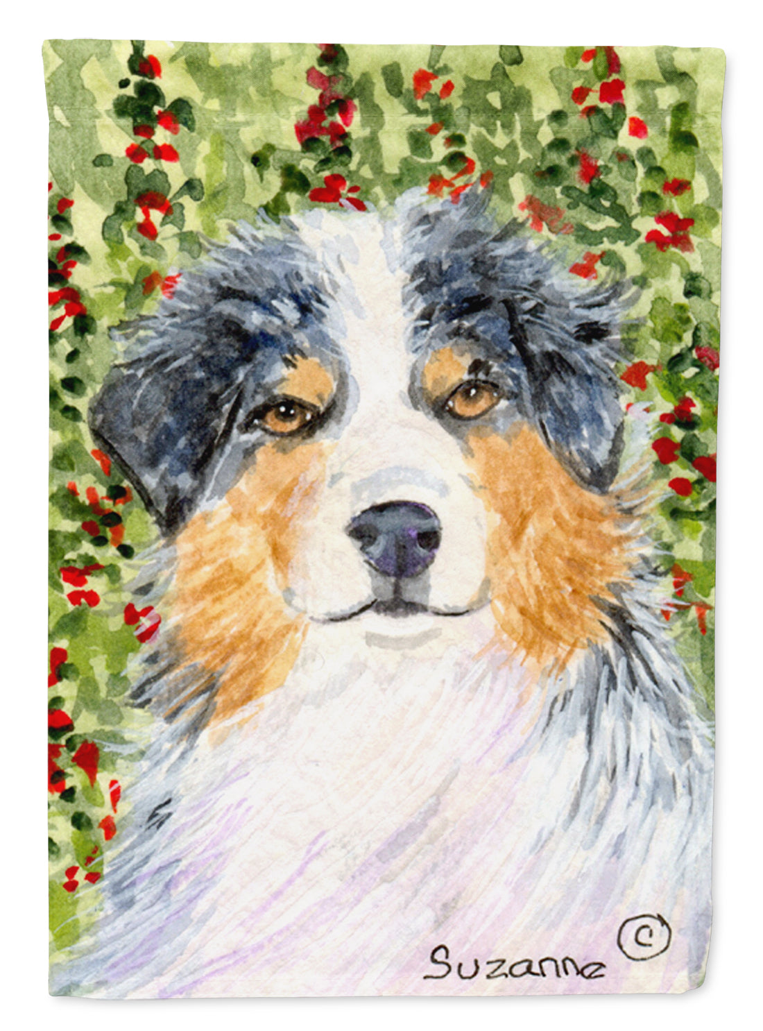 Australian Shepherd House Flag 28x40 Porch Sleeve Pole Decorative Outside Yard Banner Artwork Wall Hanging, Polyester