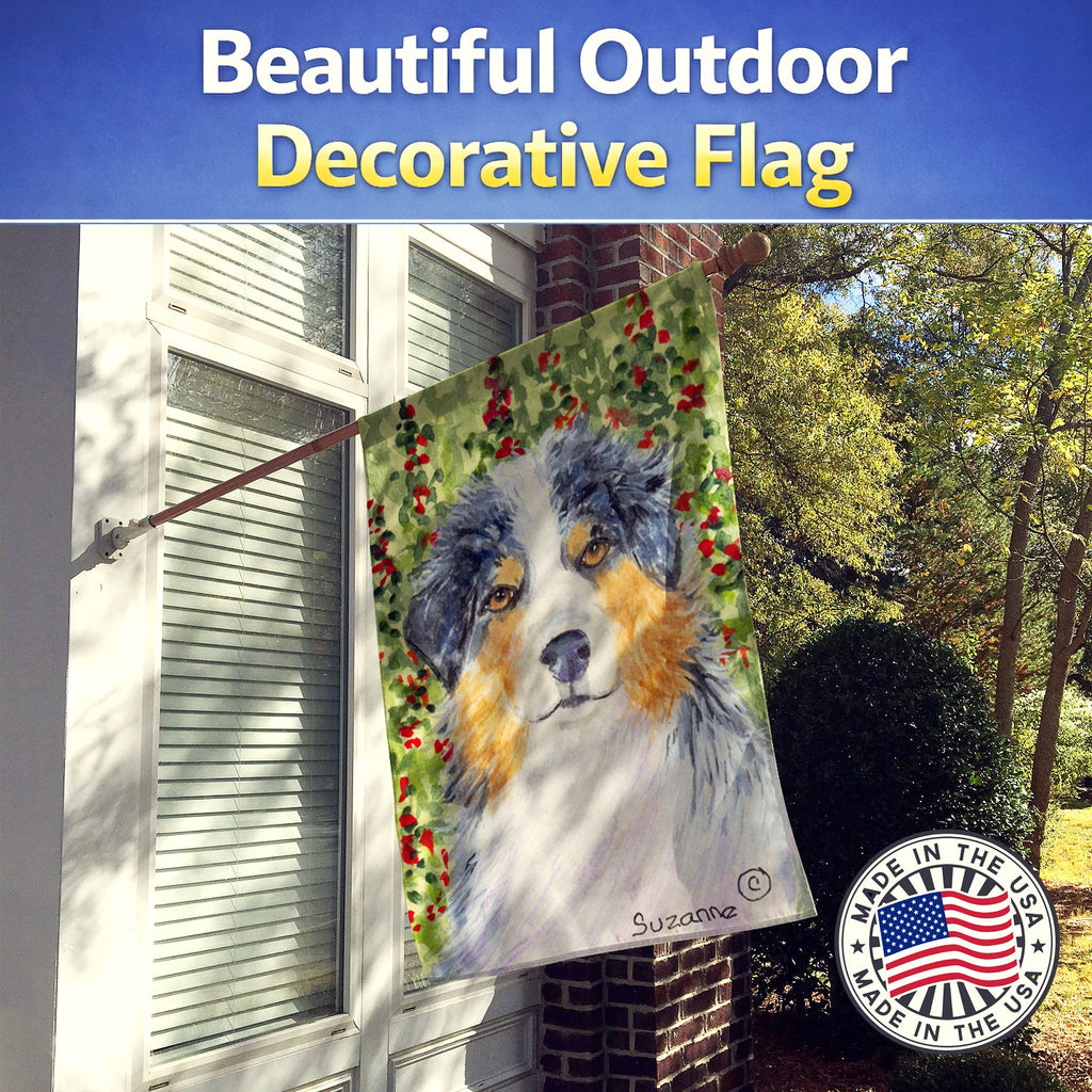 Australian Shepherd House Flag 28x40 Porch Sleeve Pole Decorative Outside Yard Banner Artwork Wall Hanging, Polyester
