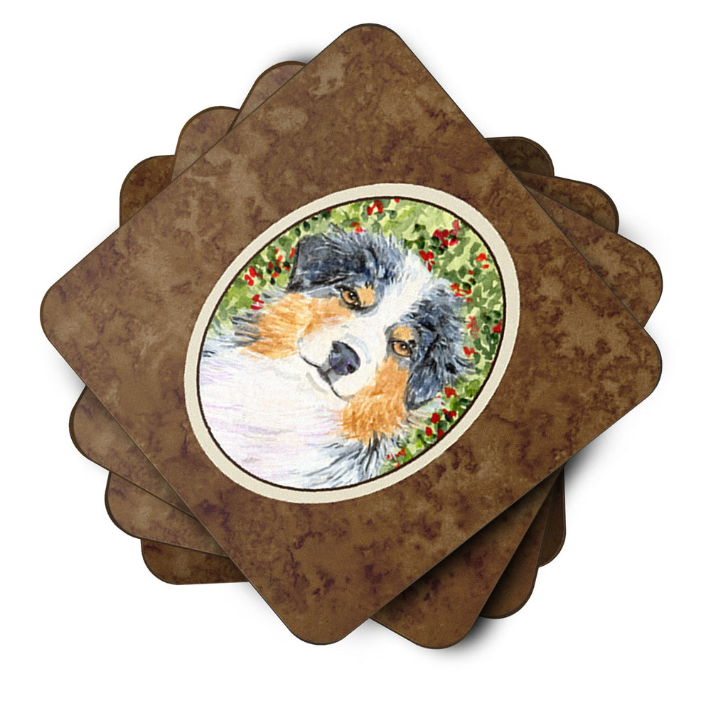 Australian Shepherd Foam Coasters Set of 4 Cup Coasters for Indoor Outdoor, Tabletop Protection, Anti Slip, Mouse pad Material