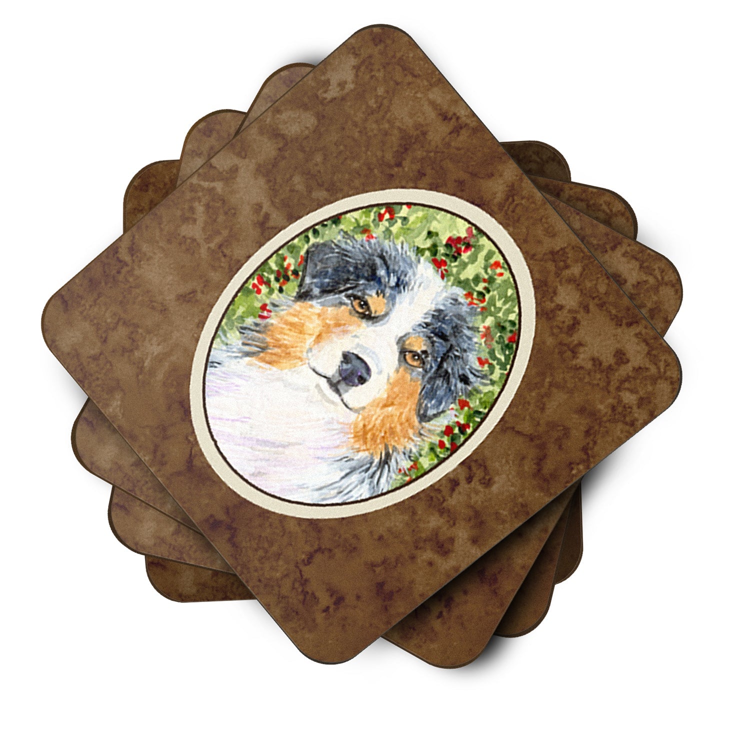 Australian Shepherd Foam Coasters Set of 4 Cup Coasters for Indoor Outdoor, Tabletop Protection, Anti Slip, Mouse pad Material