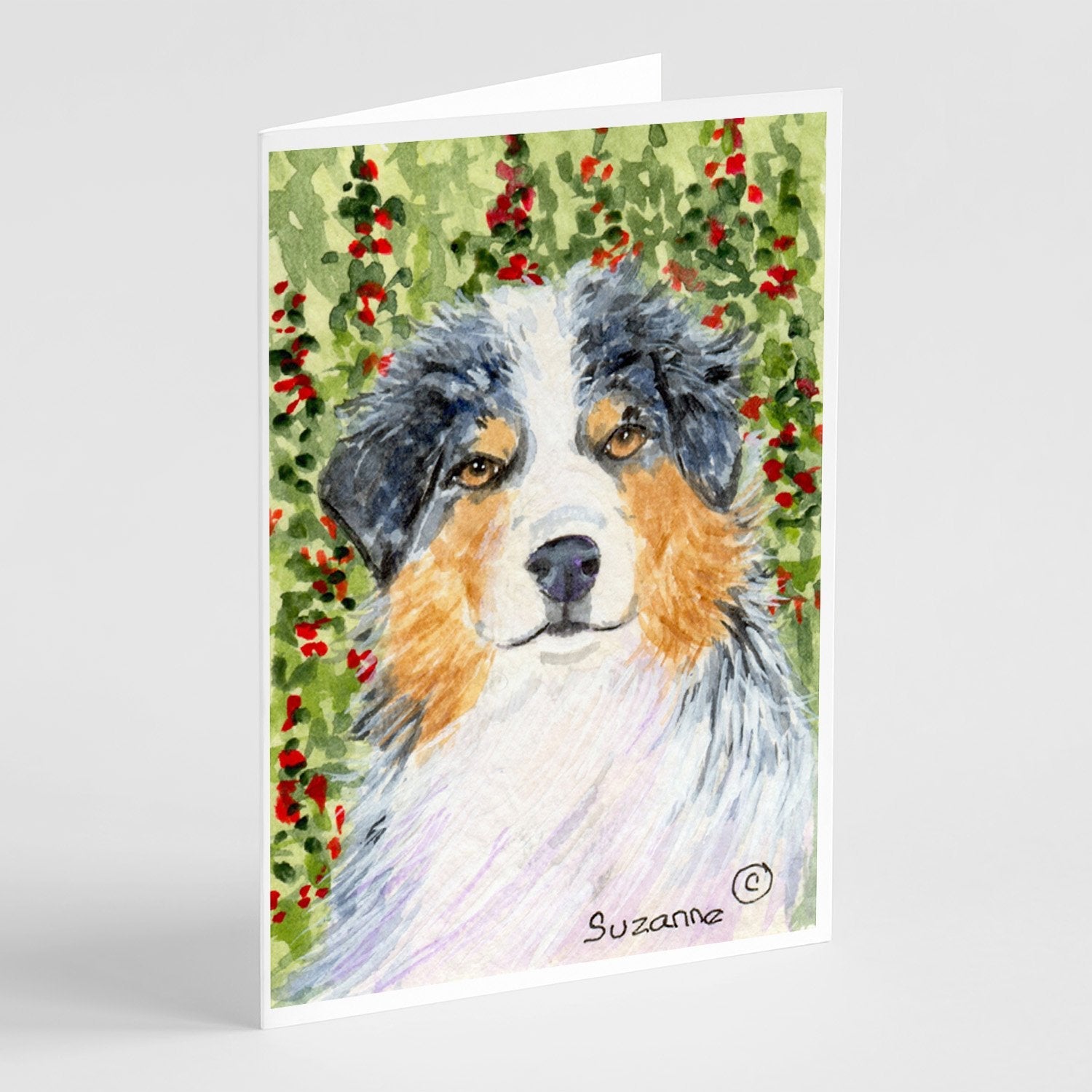 Australian Shepherd Greeting Cards Pack of 8 Blank Cards with Envelopes Whimsical A7 Size 5x7
