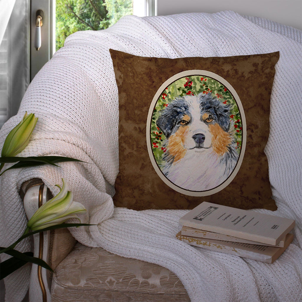 Australian Shepherd Decorative Throw Pillow 14x14 Indoor Outdoor Accent Cushion, Fabric Cover with Insert for Sofa, Bed, Porch & Living Room