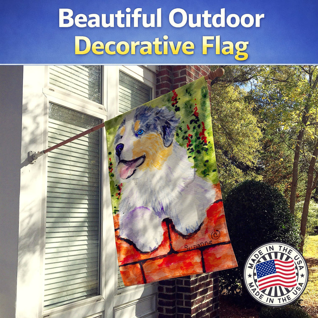 Australian Shepherd House Flag 28x40 Porch Sleeve Pole Decorative Outside Yard Banner Artwork Wall Hanging, Polyester