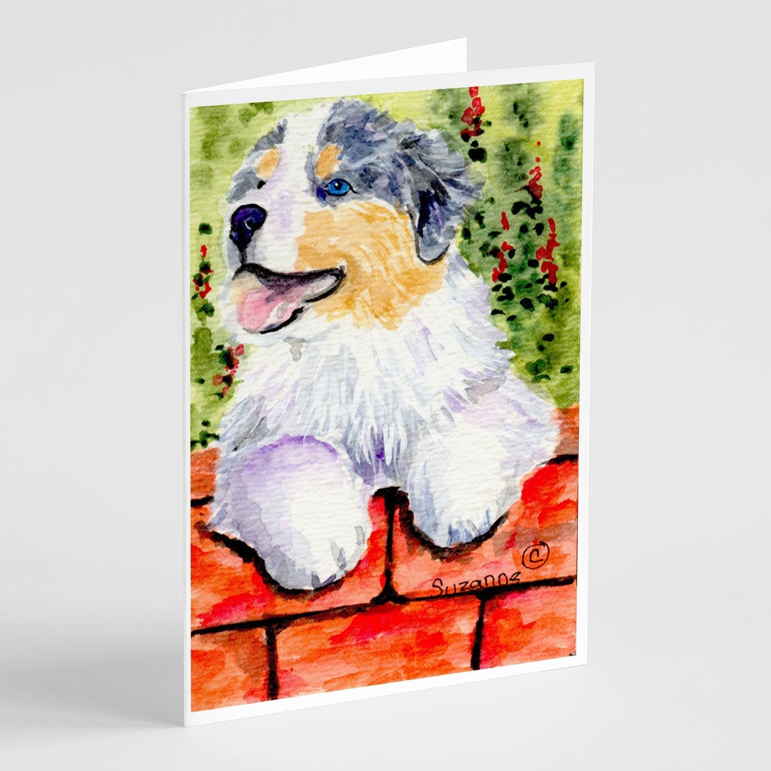 Australian Shepherd Greeting Cards Pack of 8 Blank Cards with Envelopes Whimsical A7 Size 5x7