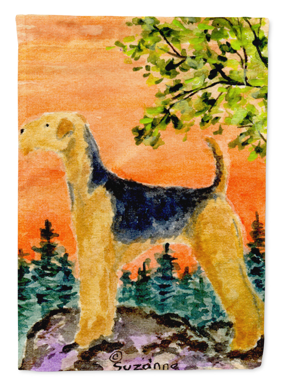 Airedale House Flag 28x40 Porch Sleeve Pole Decorative Outside Yard Banner Artwork Wall Hanging, Polyester
