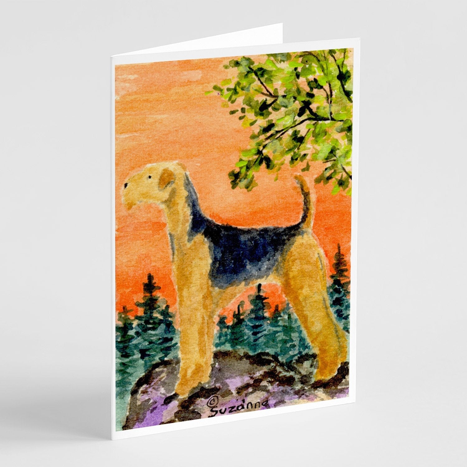 Airedale Greeting Cards Pack of 8 Blank Cards with Envelopes Whimsical A7 Size 5x7