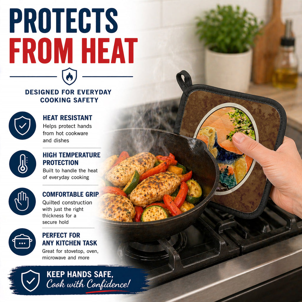 Airedale Pot Holder Set of 2 Heat Resistant Quilted Hot Pads 7.5 x 7.5 Inch, Insulated Kitchen Trivets for Cooking & Baking