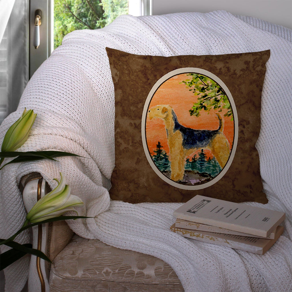 Airedale Decorative Throw Pillow 14x14 Indoor Outdoor Accent Cushion, Fabric Cover with Insert for Sofa, Bed, Porch & Living Room