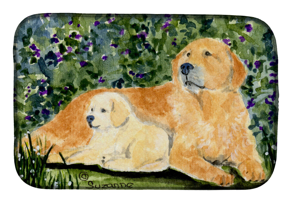 Golden Retriever Dish Drying Mat Absorbent Dish Drying Mat Pad for Kitchen Counter Dish Drainer Mat for Countertop, 14 x 21", Multicolor