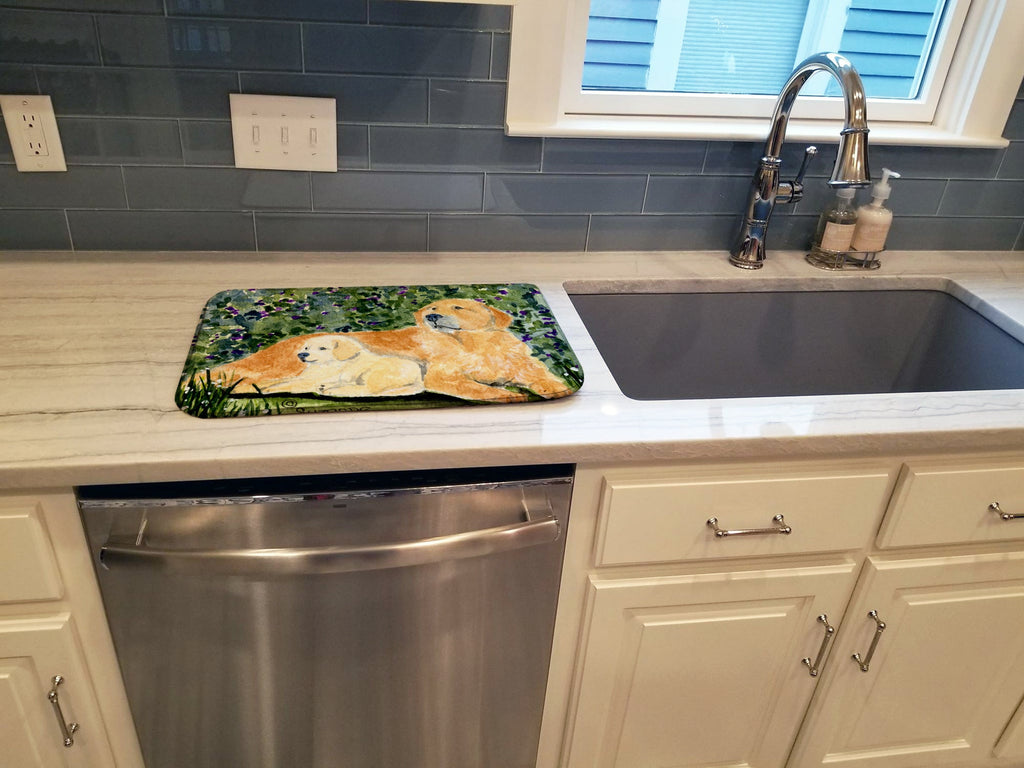 Golden Retriever Dish Drying Mat Absorbent Dish Drying Mat Pad for Kitchen Counter Dish Drainer Mat for Countertop, 14 x 21", Multicolor