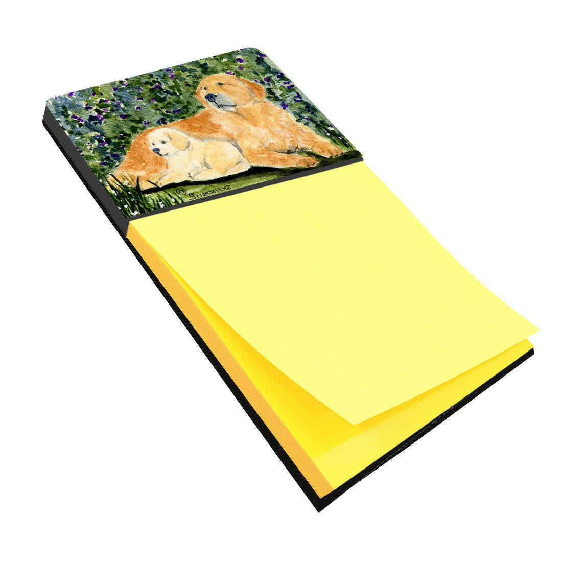 Golden Retriever Watercolor Sticky Note Holder Refillable Dispenser Desk Accessory 3x3 Pad Gift
