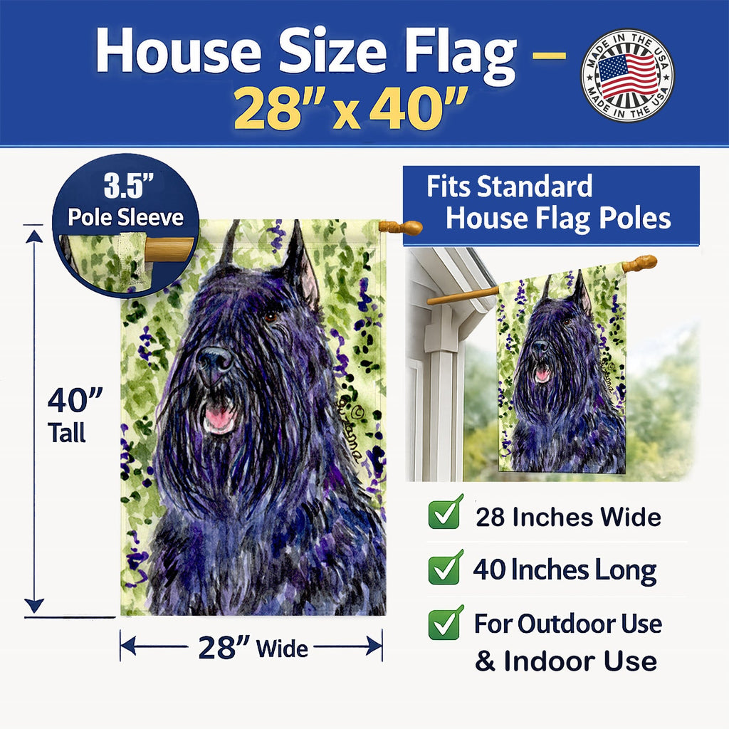 Bouvier des Flandres House Flag 28x40 Porch Sleeve Pole Decorative Outside Yard Banner Artwork Wall Hanging, Polyester