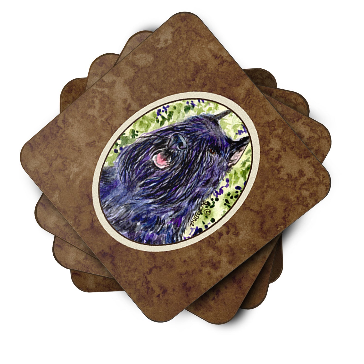 Bouvier des Flandres Foam Coasters Set of 4 Cup Coasters for Indoor Outdoor, Tabletop Protection, Anti Slip, Mouse pad Material
