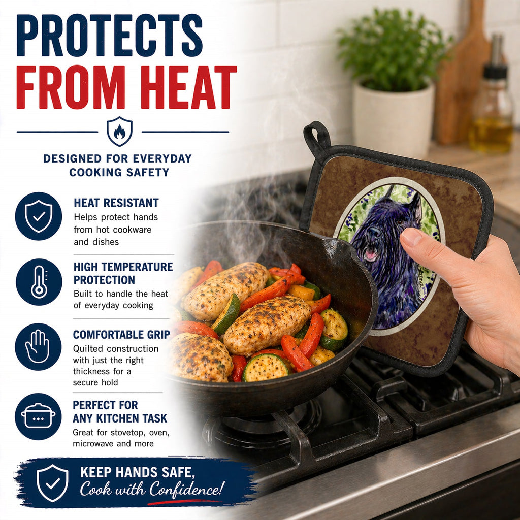 Bouvier des Flandres Pot Holder Set of 2 Heat Resistant Quilted Hot Pads 7.5 x 7.5 Inch, Insulated Kitchen Trivets for Cooking & Baking