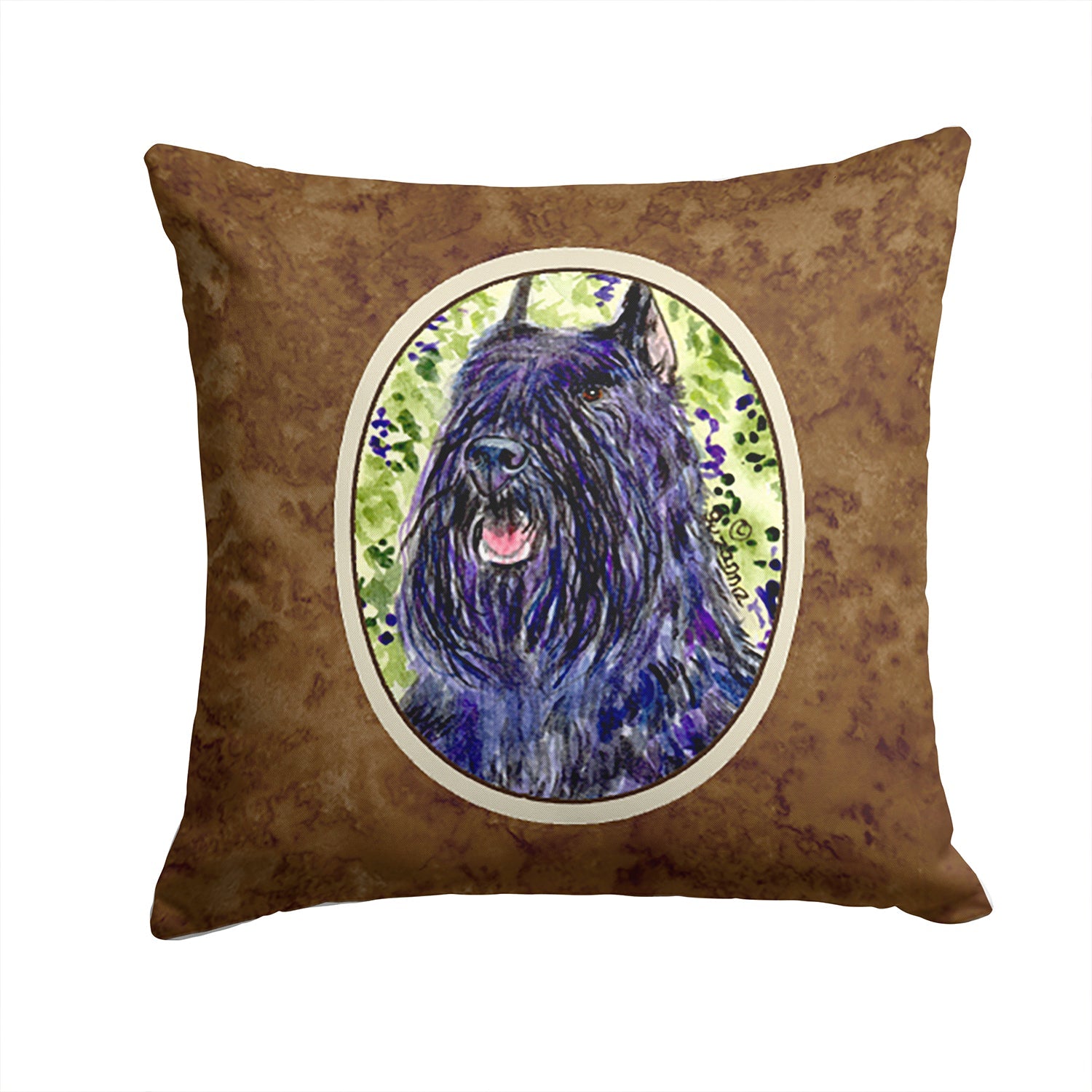Bouvier des Flandres Decorative Throw Pillow 14x14 Indoor Outdoor Accent Cushion, Fabric Cover with Insert for Sofa, Bed, Porch & Living Room