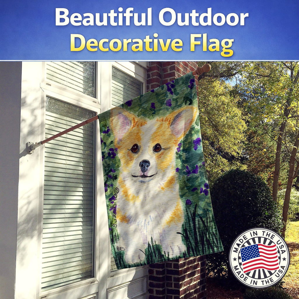 Corgi House Flag 28x40 Porch Sleeve Pole Decorative Outside Yard Banner Artwork Wall Hanging, Polyester
