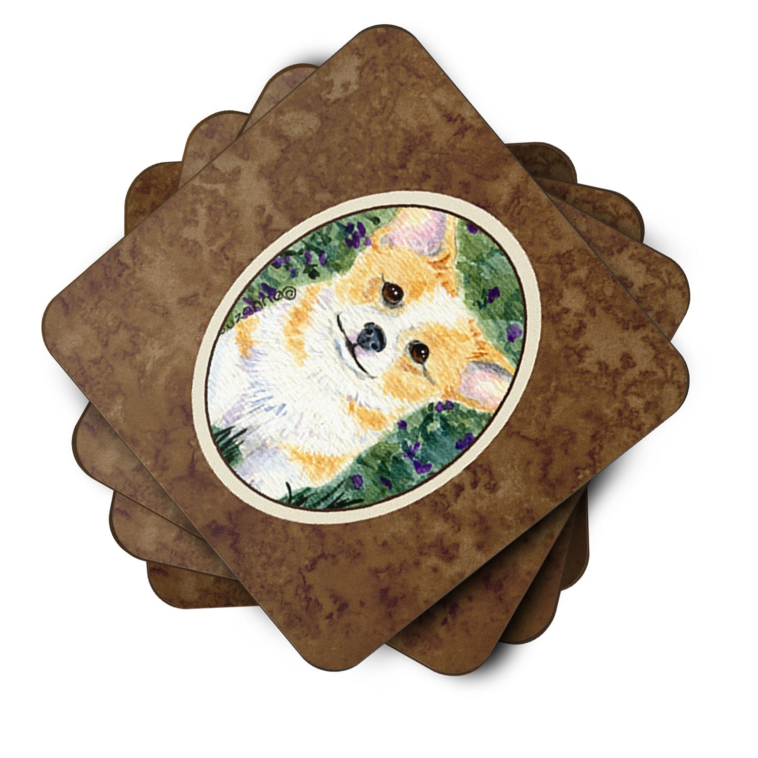 Corgi Foam Coasters Set of 4 Cup Coasters for Indoor Outdoor, Tabletop Protection, Anti Slip, Mouse pad Material