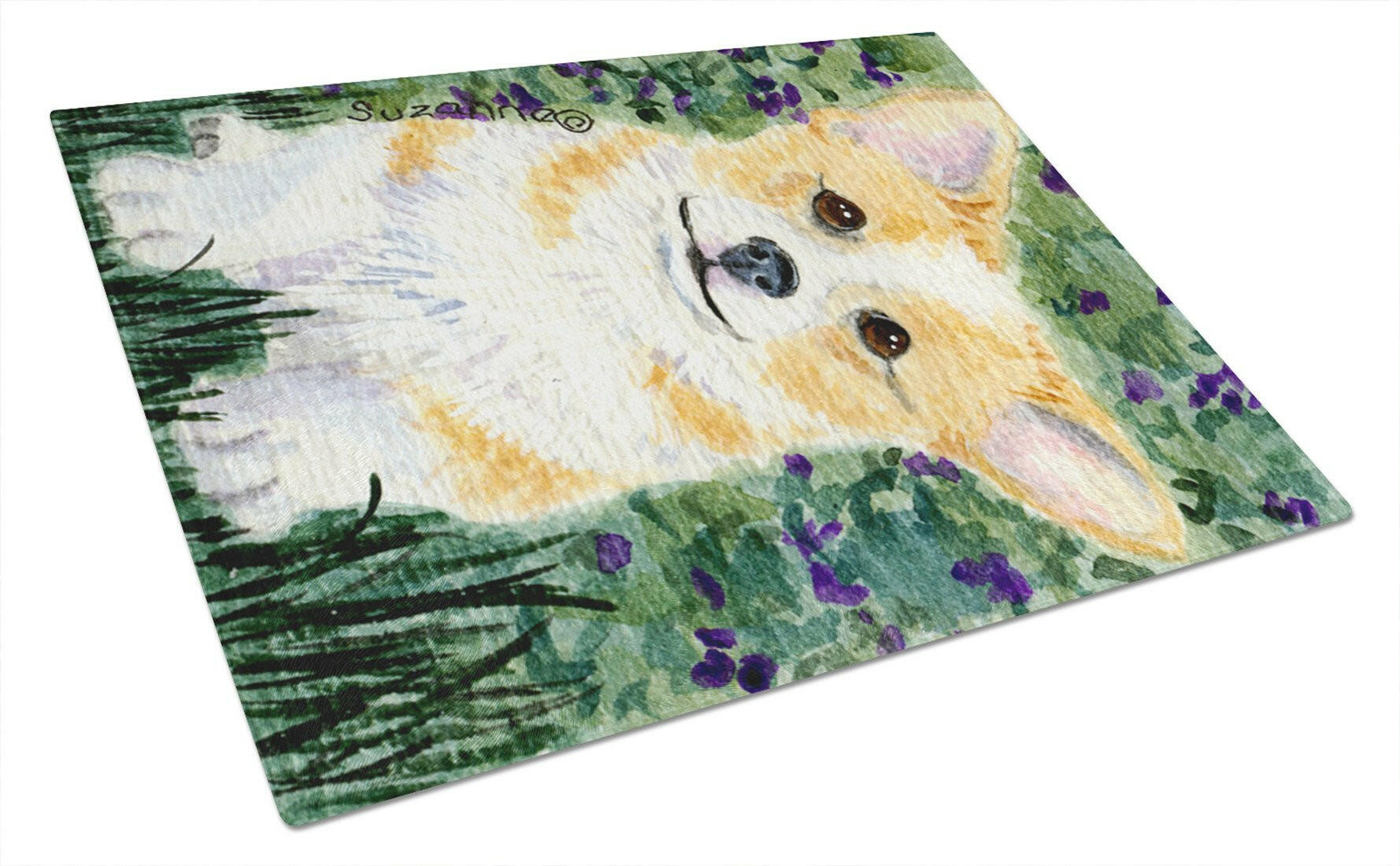 Corgi Cutting Board Tempered Glass Kitchen Cutting Surface, Heat Resistant Chopping, Non-Slip Feet, Food Prep & Serving
