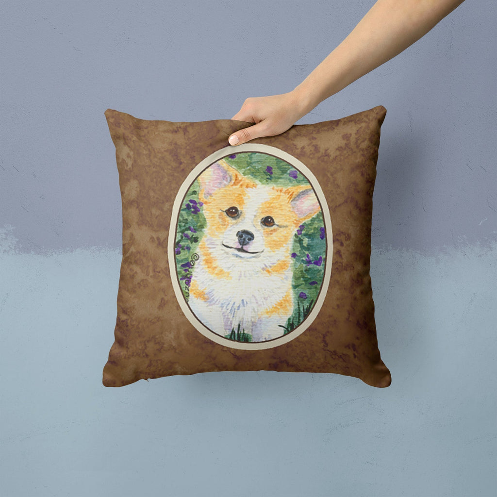 Corgi Decorative Throw Pillow 14x14 Indoor Outdoor Accent Cushion, Fabric Cover with Insert for Sofa, Bed, Porch & Living Room
