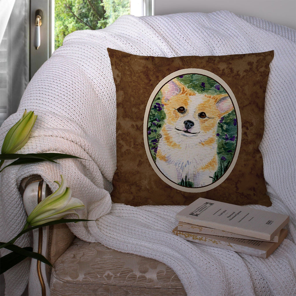 Corgi Decorative Throw Pillow 14x14 Indoor Outdoor Accent Cushion, Fabric Cover with Insert for Sofa, Bed, Porch & Living Room