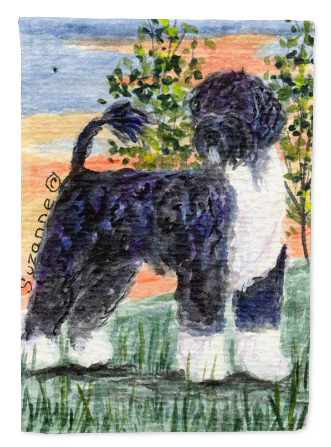 Portuguese Water Dog House Flag 28x40 Porch Sleeve Pole Decorative Outside Yard Banner Artwork Wall Hanging, Polyester
