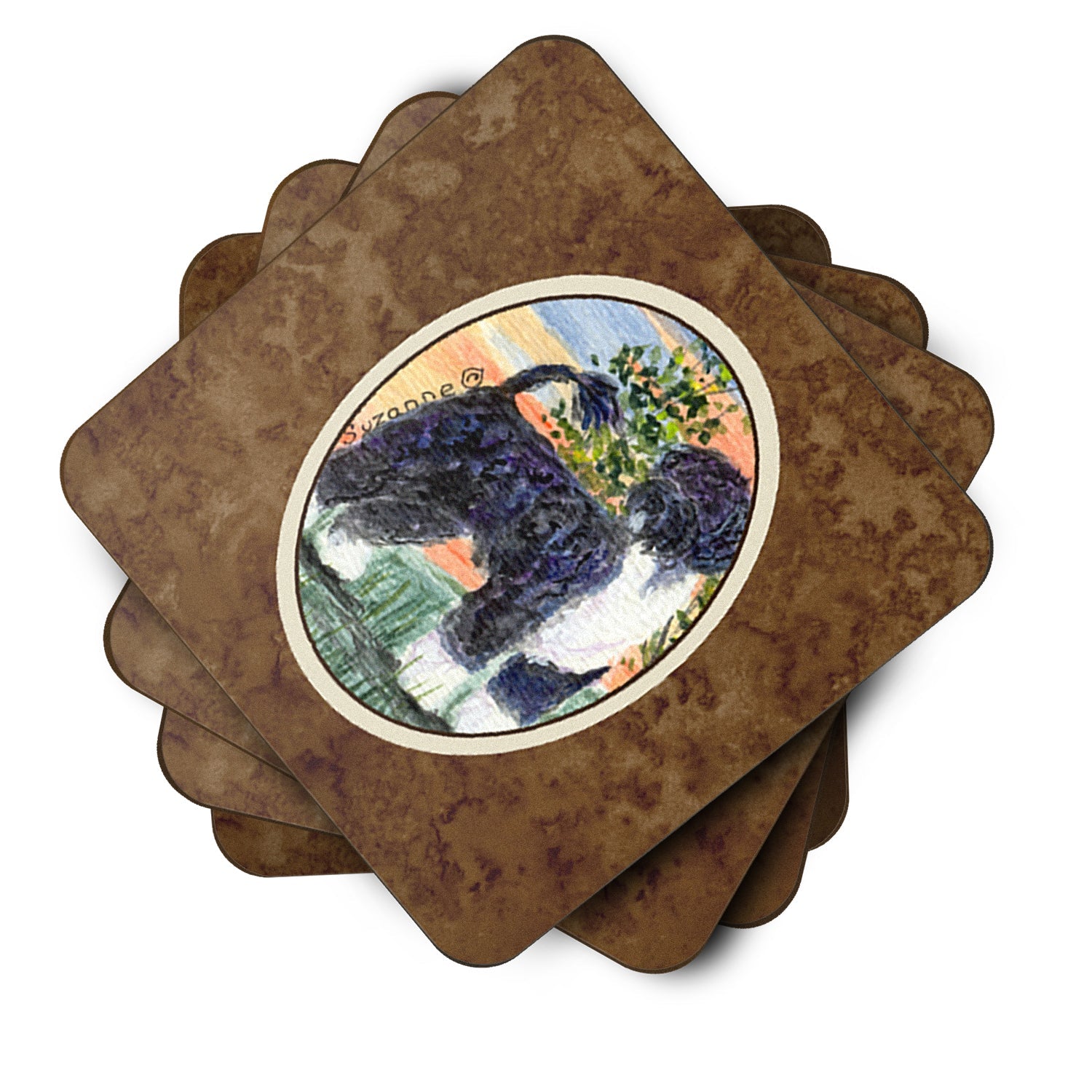 Portuguese Water Dog Foam Coasters Set of 4 Cup Coasters for Indoor Outdoor, Tabletop Protection, Anti Slip, Mouse pad Material