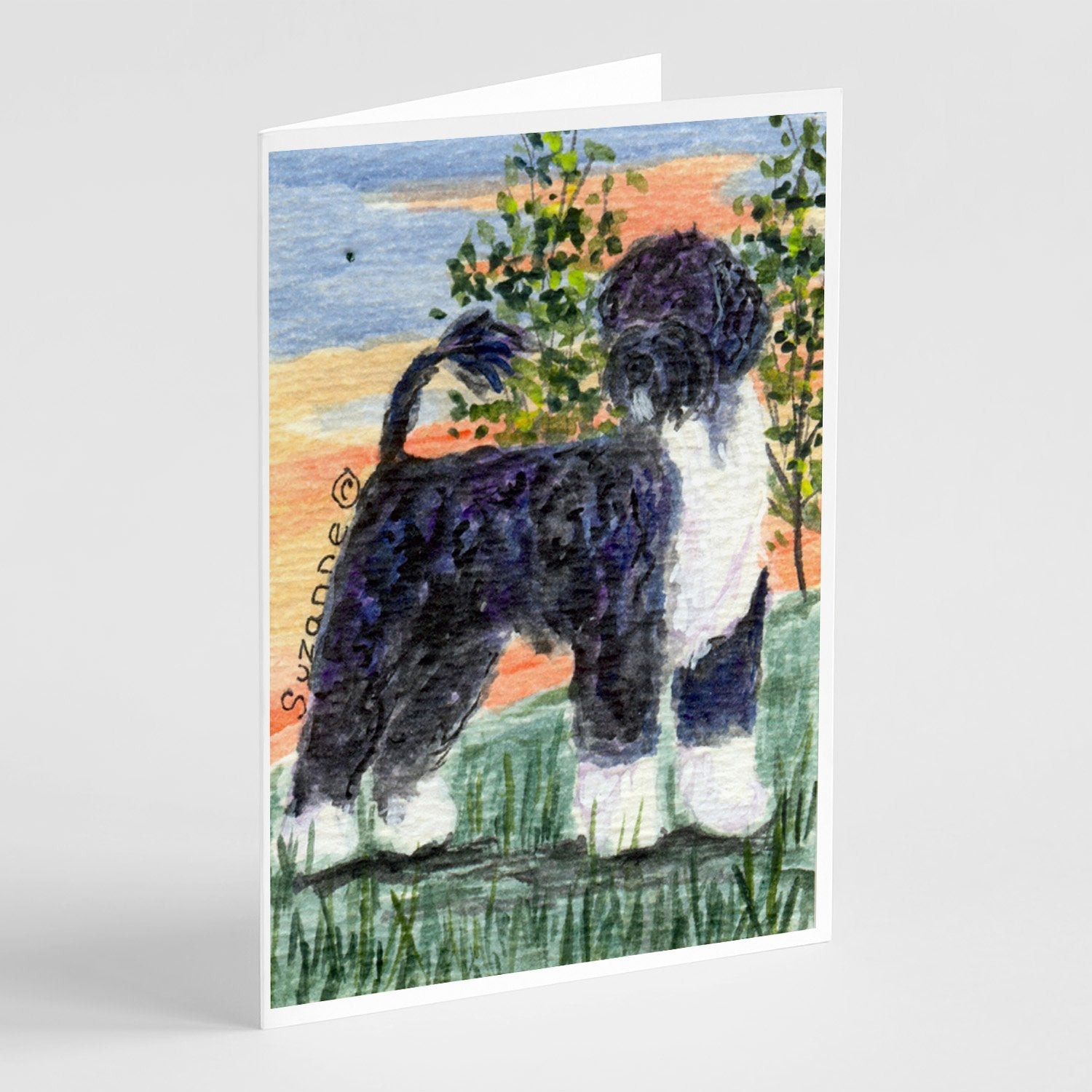 Portuguese Water Dog Greeting Cards Pack of 8 Blank Cards with Envelopes Whimsical A7 Size 5x7