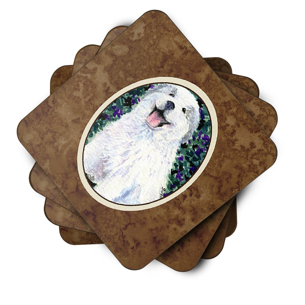 Great Pyrenees Foam Coasters Set of 4 Cup Coasters for Indoor Outdoor, Tabletop Protection, Anti Slip, Mouse pad Material