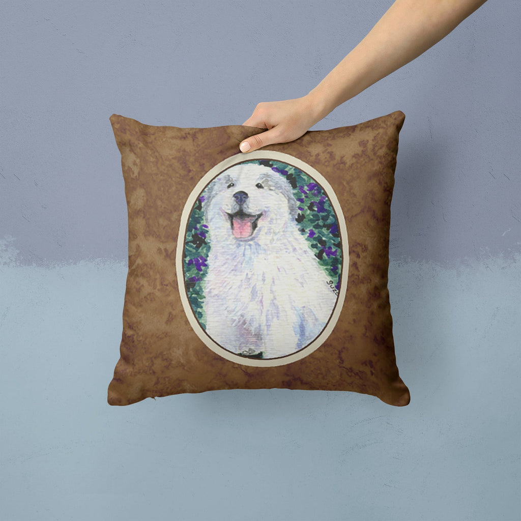 Great Pyrenees Decorative Throw Pillow 14x14 Indoor Outdoor Accent Cushion, Fabric Cover with Insert for Sofa, Bed, Porch & Living Room