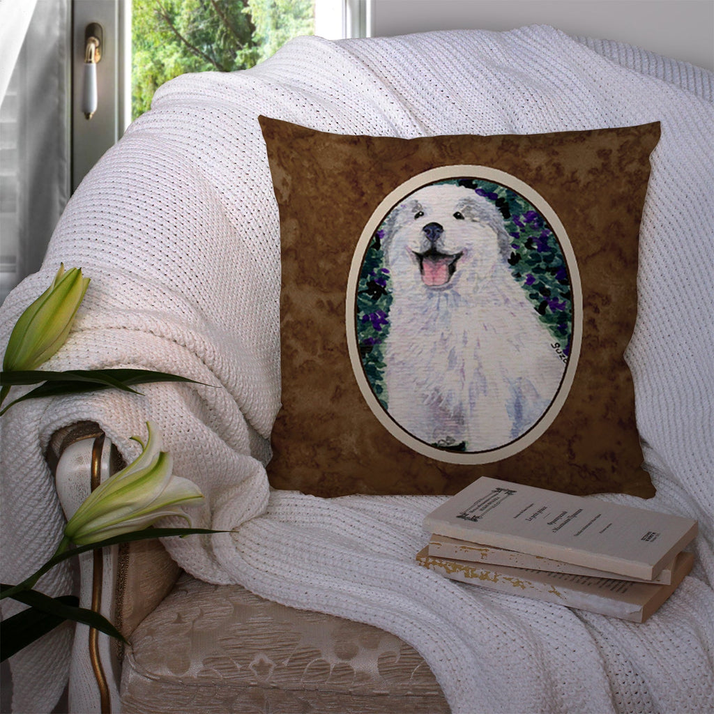 Great Pyrenees Decorative Throw Pillow 14x14 Indoor Outdoor Accent Cushion, Fabric Cover with Insert for Sofa, Bed, Porch & Living Room