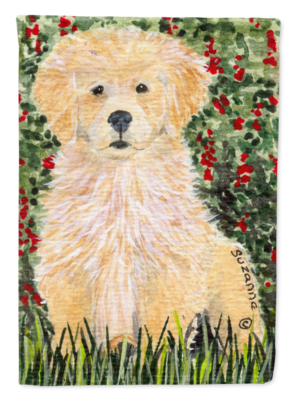 Golden Retriever House Flag 28x40 Porch Sleeve Pole Decorative Outside Yard Banner Artwork Wall Hanging, Polyester