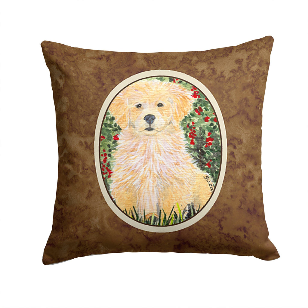 Golden Retriever Decorative Throw Pillow 14x14 Indoor Outdoor Accent Cushion, Fabric Cover with Insert for Sofa, Bed, Porch & Living Room