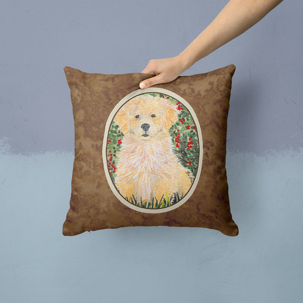Golden Retriever Decorative Throw Pillow 14x14 Indoor Outdoor Accent Cushion, Fabric Cover with Insert for Sofa, Bed, Porch & Living Room