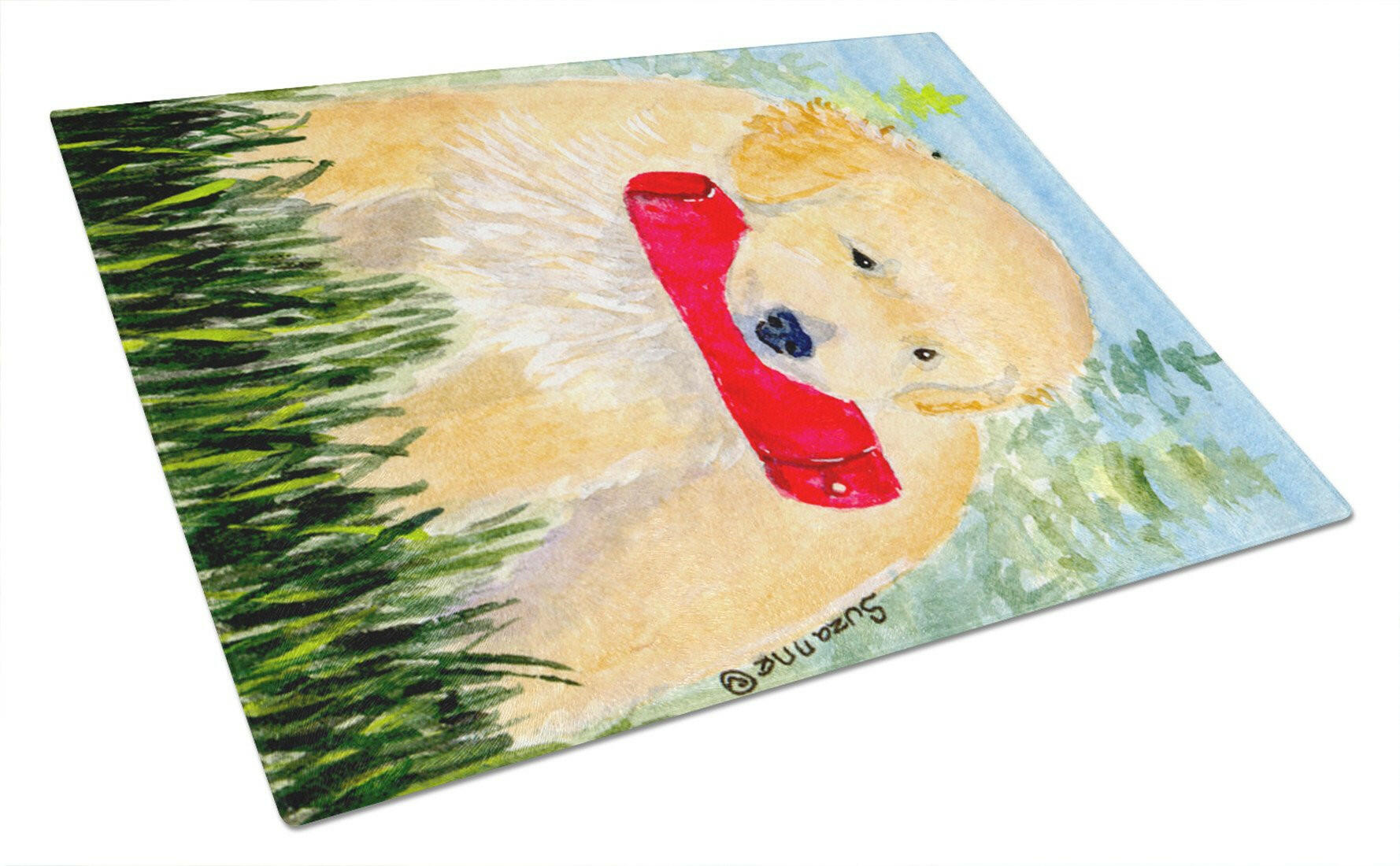 Golden Retriever Cutting Board Tempered Glass Kitchen Cutting Surface, Heat Resistant Chopping, Non-Slip Feet, Food Prep & Serving