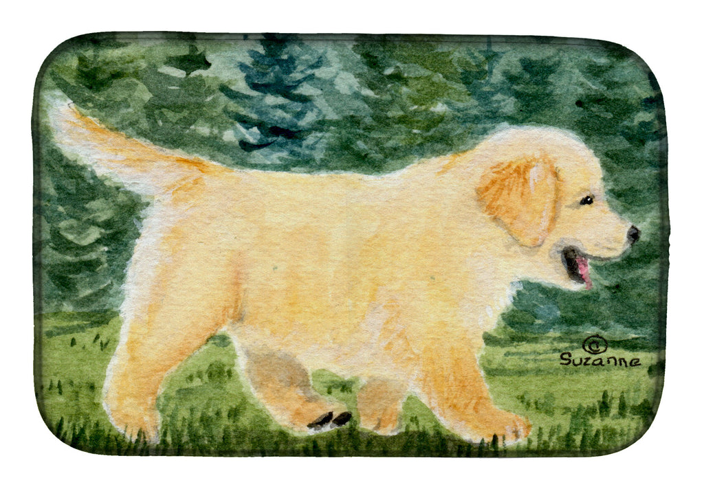 Golden Retriever Dish Drying Mat Absorbent Dish Drying Mat Pad for Kitchen Counter Dish Drainer Mat for Countertop, 14 x 21", Multicolor