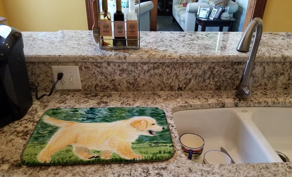 Golden Retriever Dish Drying Mat Absorbent Dish Drying Mat Pad for Kitchen Counter Dish Drainer Mat for Countertop, 14 x 21", Multicolor